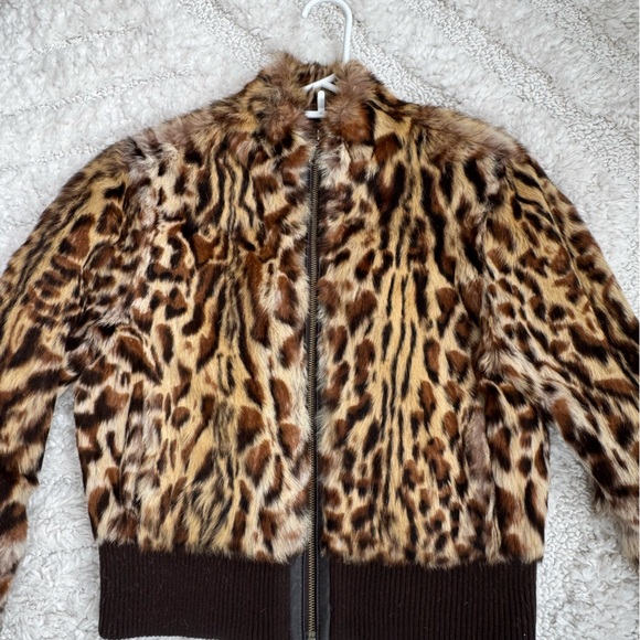 Vintage Guess Leopard Printed Rabbit Jacket - Picture 1 of 7